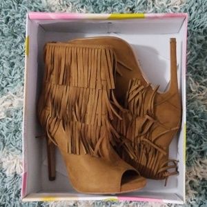 Faux Suede Fringe Booties Halloween